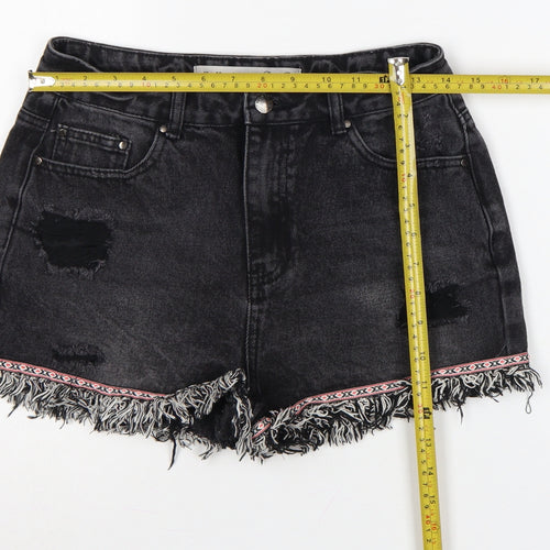 Denim Co. Womens Black Size 10 Cut-Off Distressed Denim Shorts