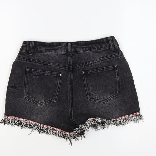 Denim Co. Womens Black Size 10 Cut-Off Distressed Denim Shorts