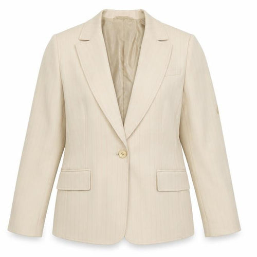 Precis Petite Beige Pinstripe Classic Blazer UK 12 Women's Tailored Jacket