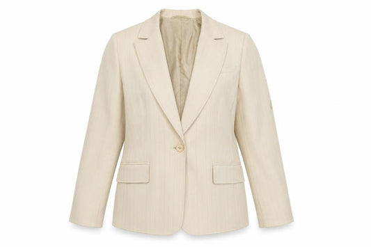 Precis Petite Beige Pinstripe Classic Blazer UK 12 Women's Tailored Jacket
