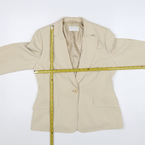Precis Petite Beige Pinstripe Classic Blazer UK 12 Women's Tailored Jacket