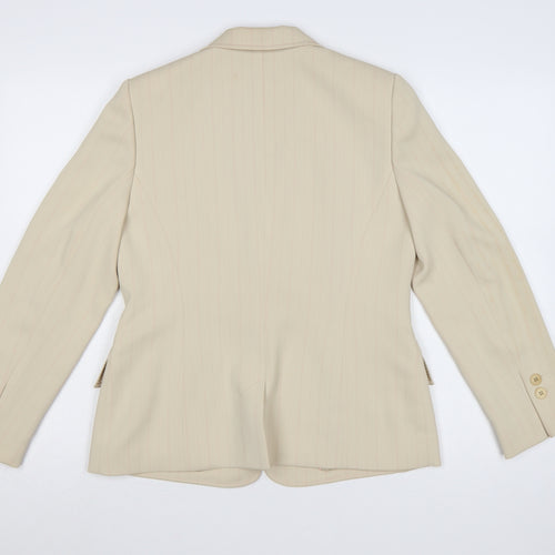 Precis Petite Beige Pinstripe Classic Blazer UK 12 Women's Tailored Jacket