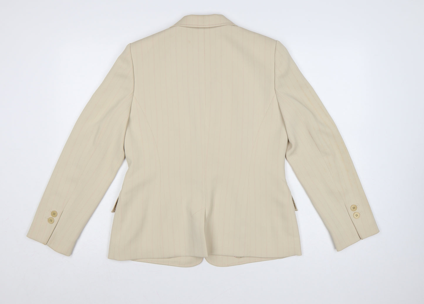 Precis Petite Beige Pinstripe Classic Blazer UK 12 Women's Tailored Jacket