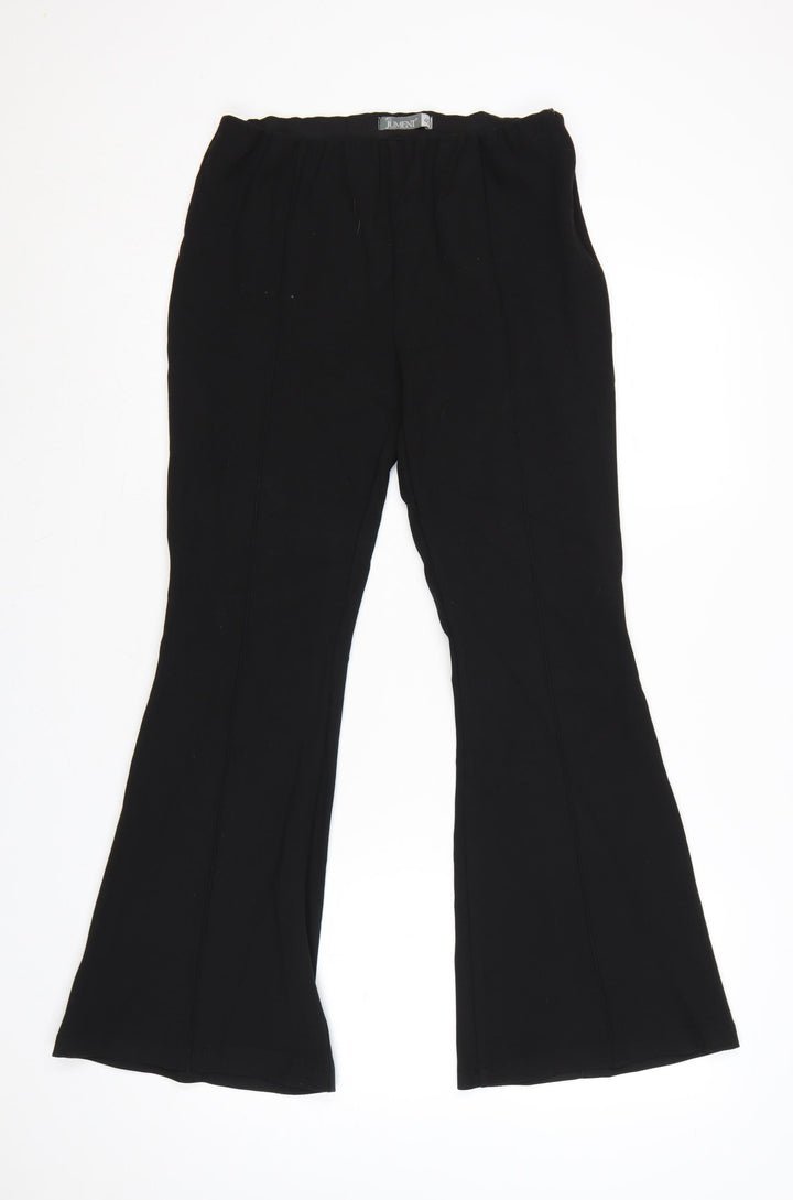 Jument Women Black Size 12 Flared Trousers Elastic Waist