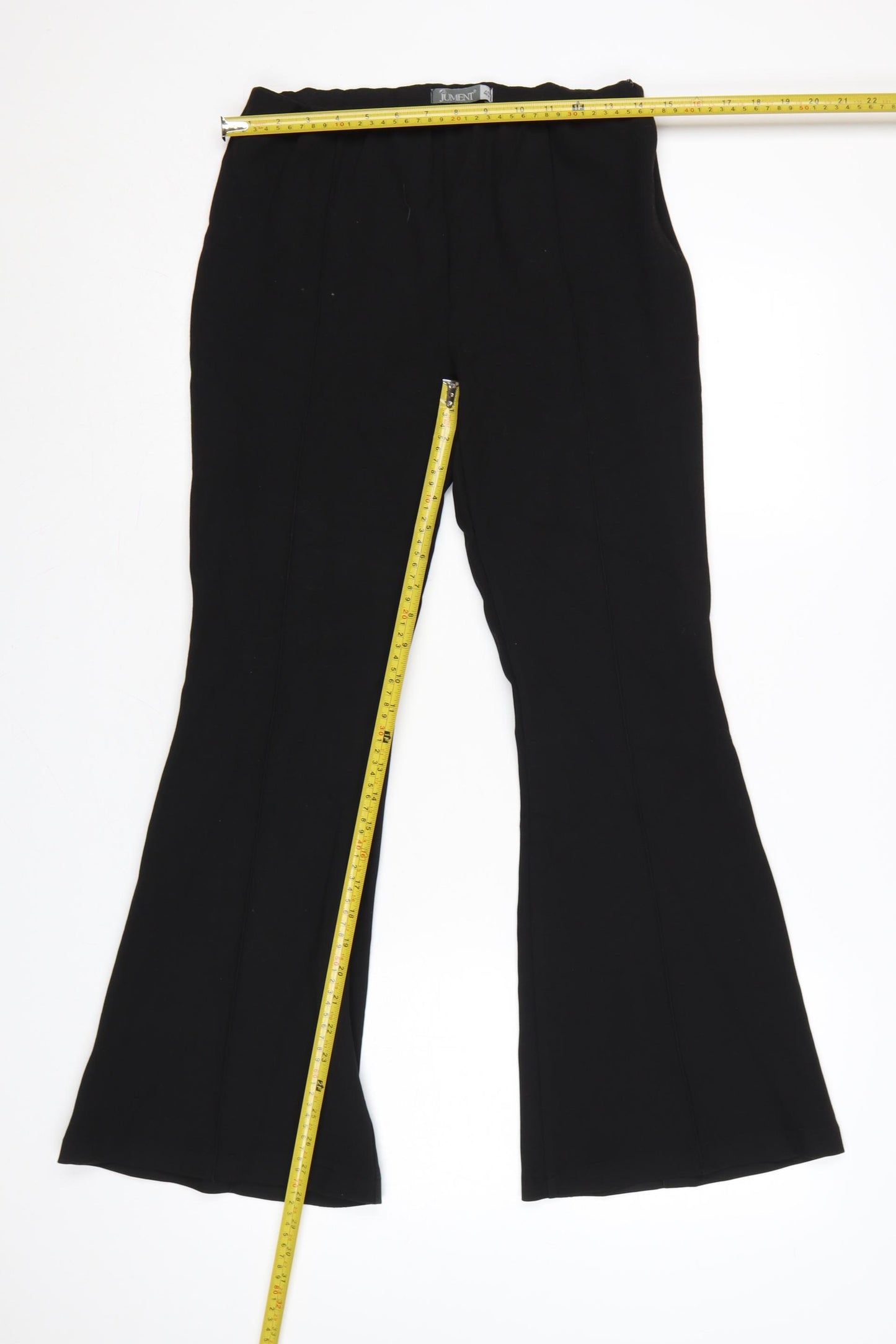 Jument Women Black Size 12 Flared Trousers Elastic Waist