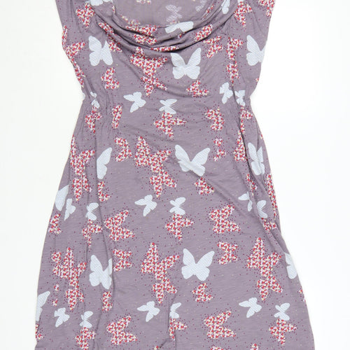 White Stuff Women’s Purple Butterfly Print A-Line Dress Size 14