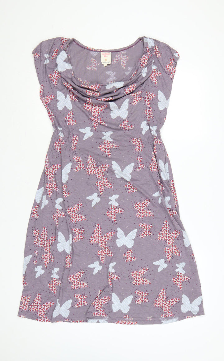 White Stuff Women’s Purple Butterfly Print A-Line Dress Size 14