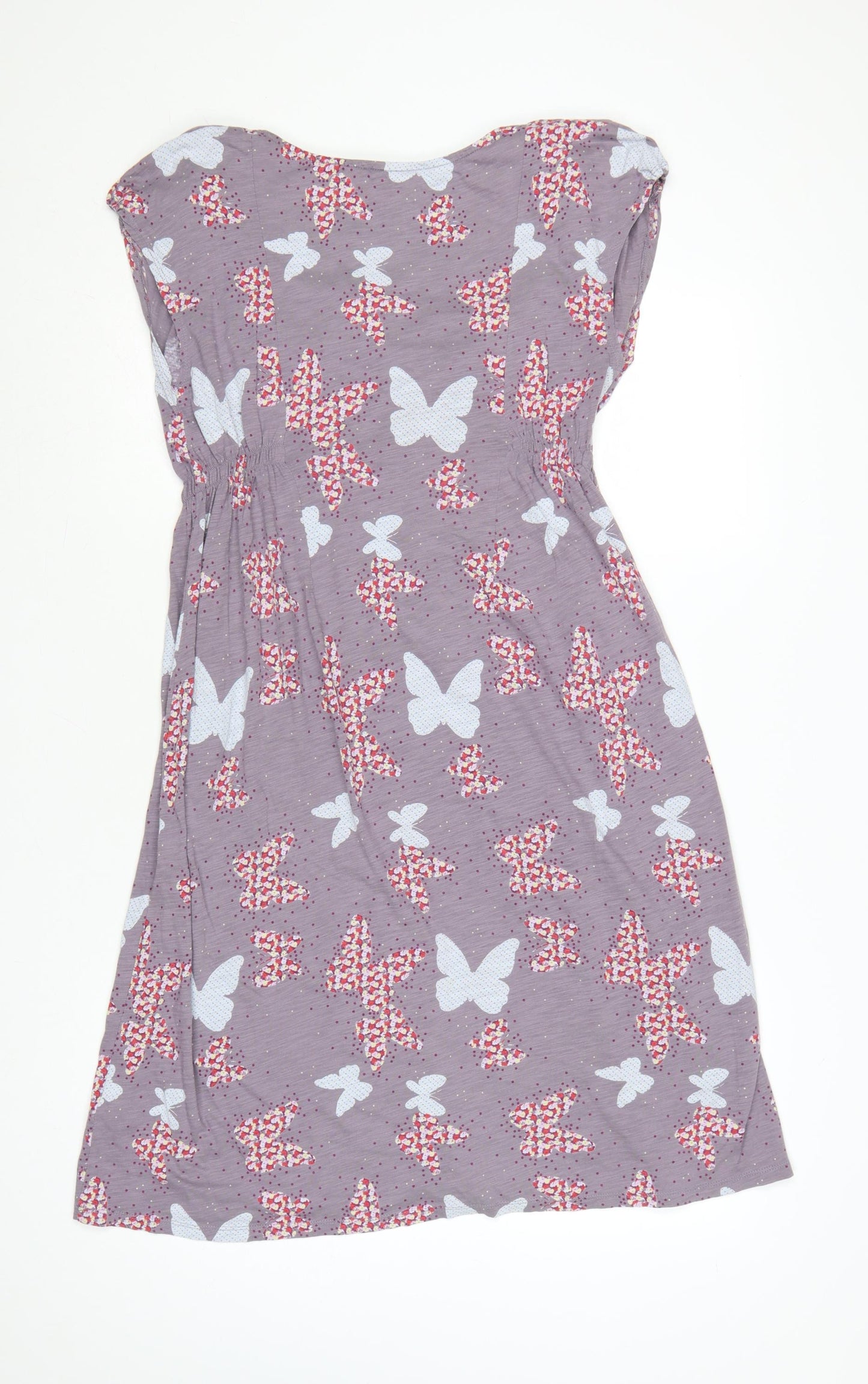 White Stuff Women’s Purple Butterfly Print A-Line Dress Size 14
