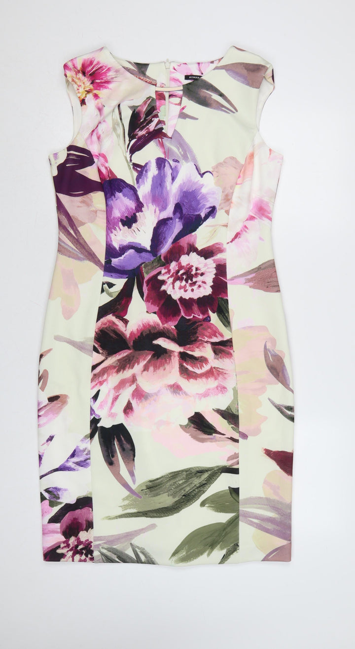Roman Women's Multicoloured Floral Knee Length Sheath Dress Size 12