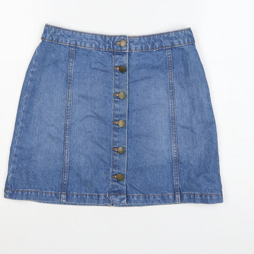Denim Co. Women Blue A-Line Denim Button Short Skirt Size 10