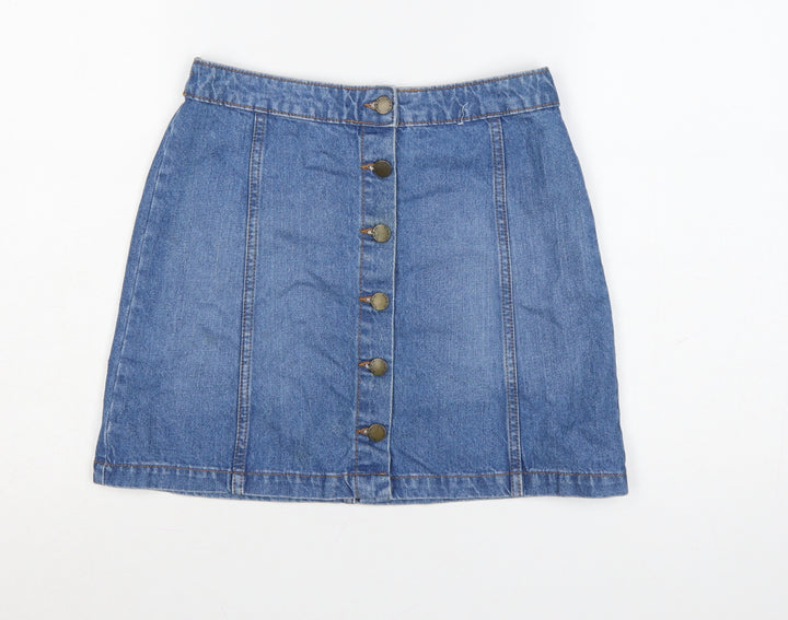 Denim Co. Women Blue A-Line Denim Button Short Skirt Size 10