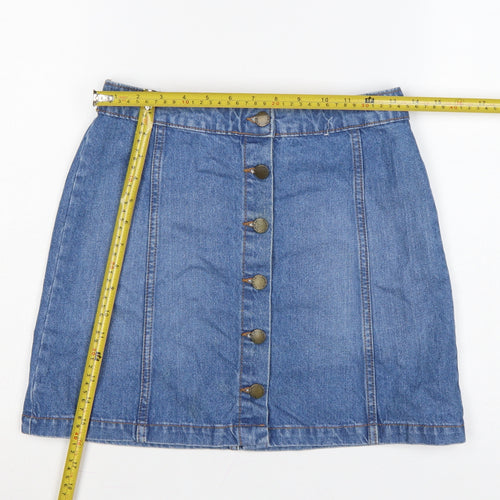 Denim Co. Women Blue A-Line Denim Button Short Skirt Size 10