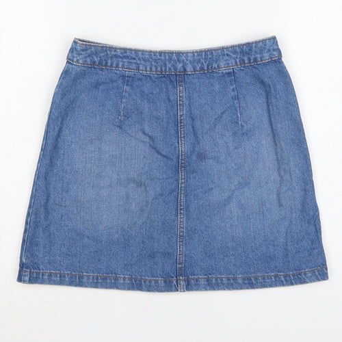 Denim Co. Women Blue A-Line Denim Button Short Skirt Size 10