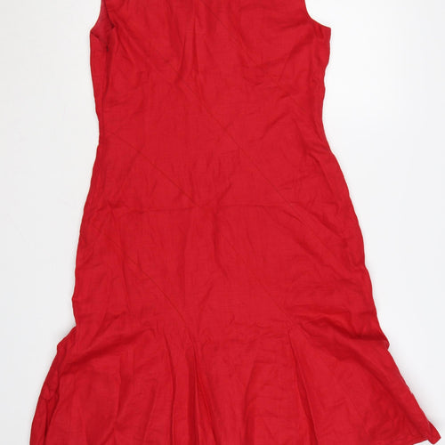 Maggy London Women's Red Linen Sleeveless Sheath Dress Size 8