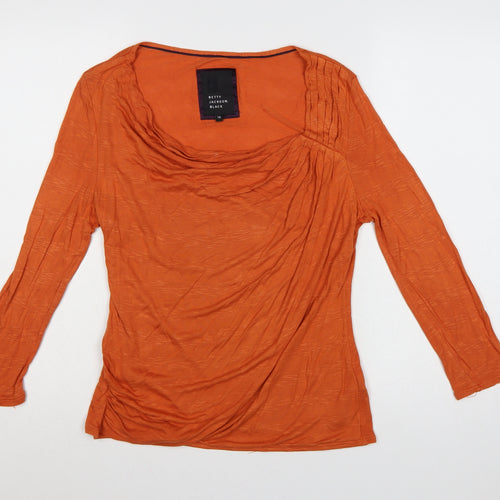 Betty Jackson Black Women Orange Size 14 Cowl Neck Long Sleeve Blouse