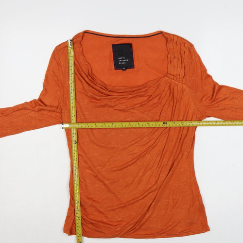 Betty Jackson Black Women Orange Size 14 Cowl Neck Long Sleeve Blouse