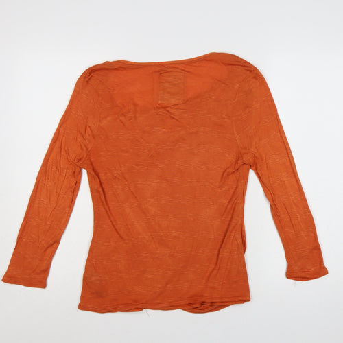 Betty Jackson Black Women Orange Size 14 Cowl Neck Long Sleeve Blouse