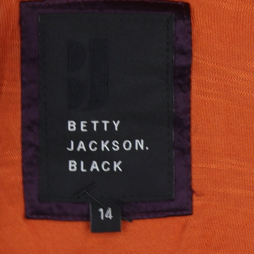 Betty Jackson Black Women Orange Size 14 Cowl Neck Long Sleeve Blouse