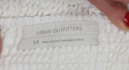 Urban Outfitters Women Ivory Puff Sleeve Playsuit Size S Rayon Blend