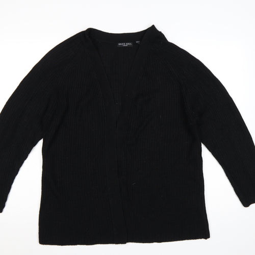 Brave Soul Women's Black L Chunky Knit Open Long Sleeve Cardigan