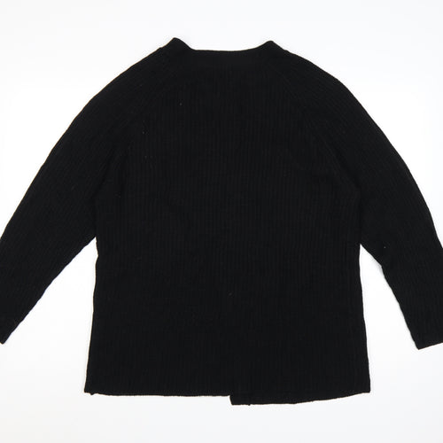 Brave Soul Women's Black L Chunky Knit Open Long Sleeve Cardigan