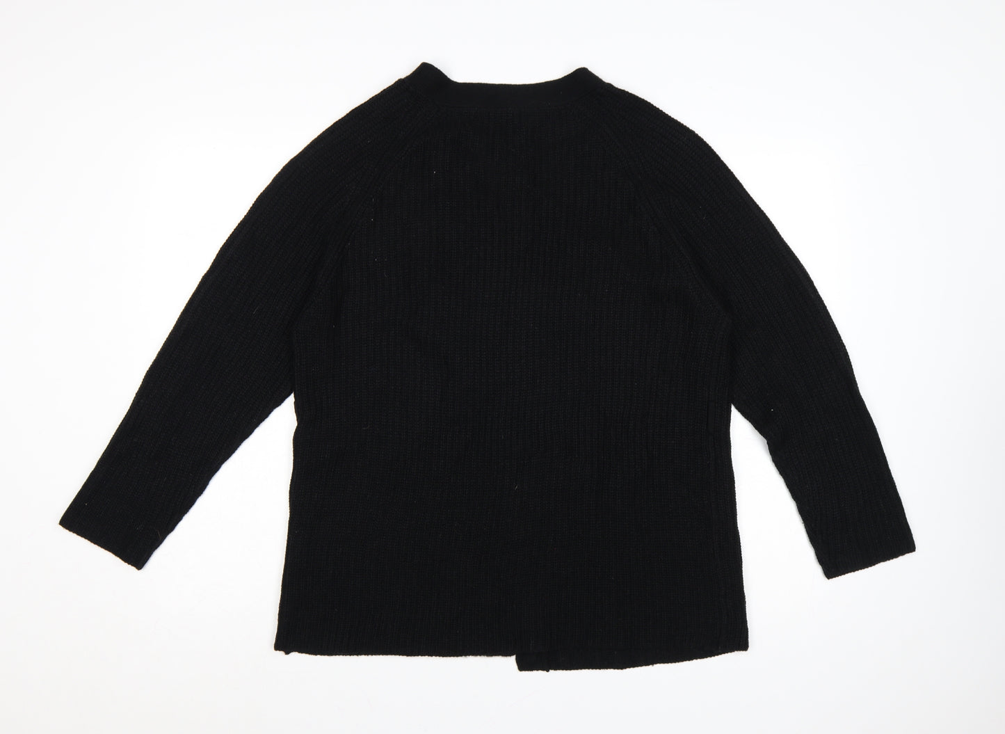 Brave Soul Women's Black L Chunky Knit Open Long Sleeve Cardigan