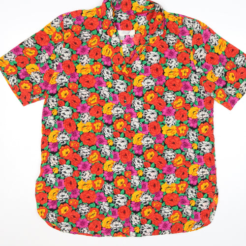 I. Magnin Women's Multicoloured Floral Button-Up Shirt 14 Plus