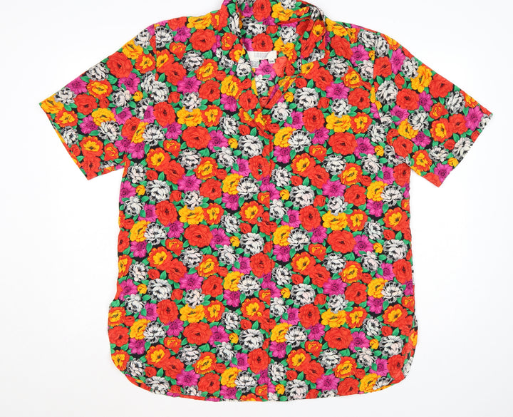 I. Magnin Women's Multicoloured Floral Button-Up Shirt 14 Plus