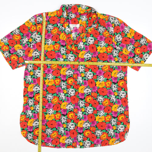 I. Magnin Women's Multicoloured Floral Button-Up Shirt 14 Plus