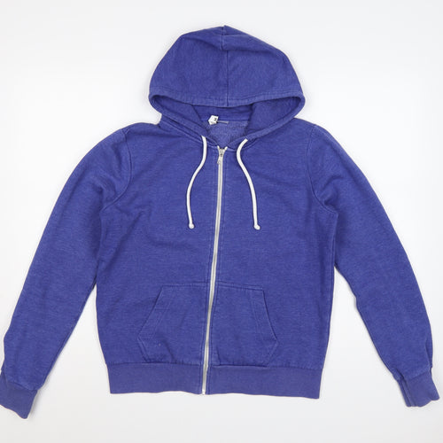 H&M Divided Womens Blue Full Zip Hoodie Size M Cotton Blend