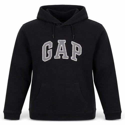 Gap Women Black Large Pullover Hoodie Cotton Blend Logo Design
