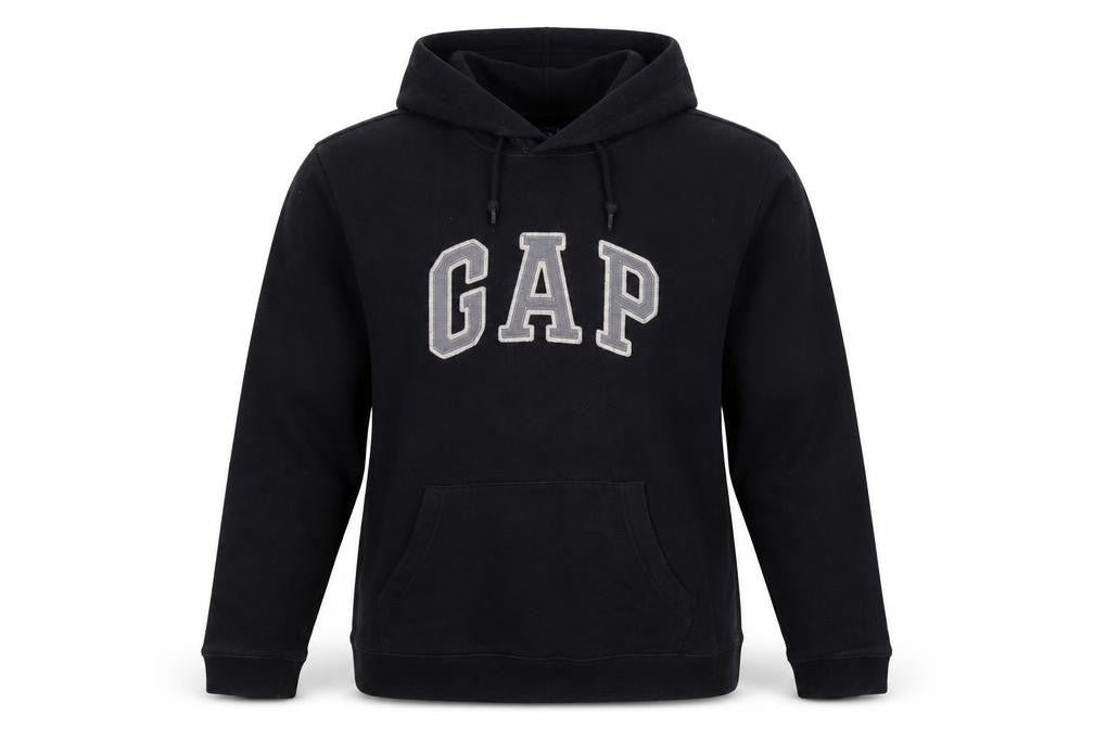 Gap Women Black Large Pullover Hoodie Cotton Blend Logo Design