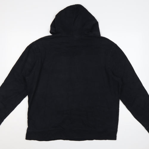 GAP Women Black Large Pullover Hoodie Cotton Blend Logo Design