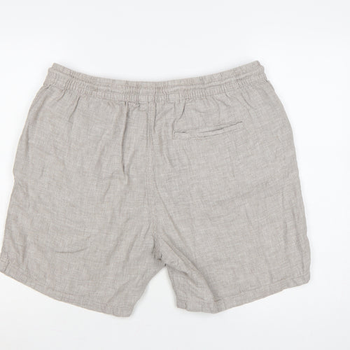 Next Men’s Beige Linen Blend Casual Drawstring Shorts Size L