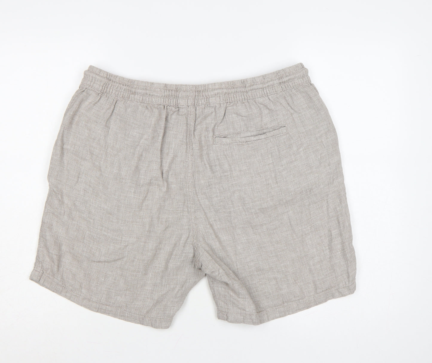 Next Men’s Beige Linen Blend Casual Drawstring Shorts Size L