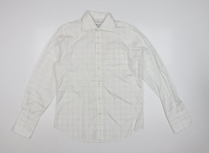Next Men's White Check Pure Cotton Long Sleeve Button-Up Shirt 15.5in