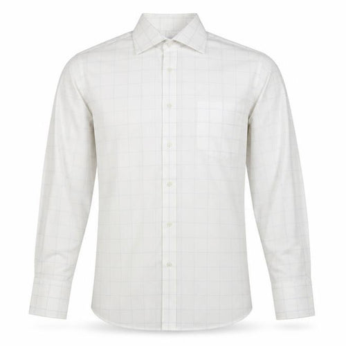 Next Men's White Check Pure Cotton Long Sleeve Button-Up Shirt 15.5in