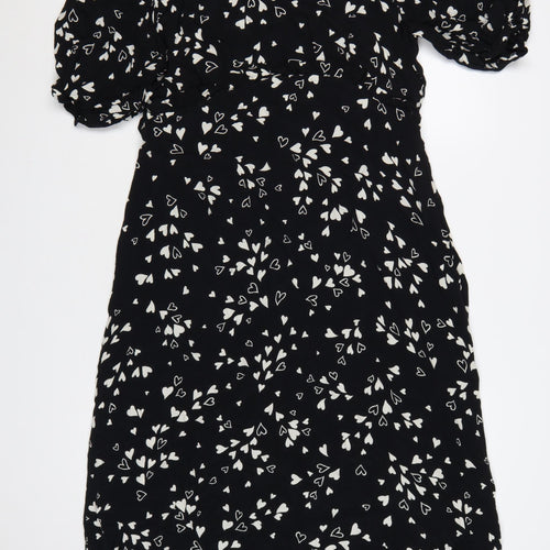 Nobody’s Child Black Heart Print Midi A-Line Dress Womens Size 16
