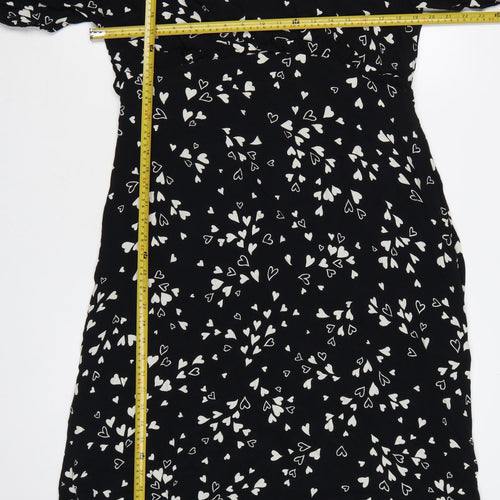 Nobody’s Child Black Heart Print Midi A-Line Dress Womens Size 16