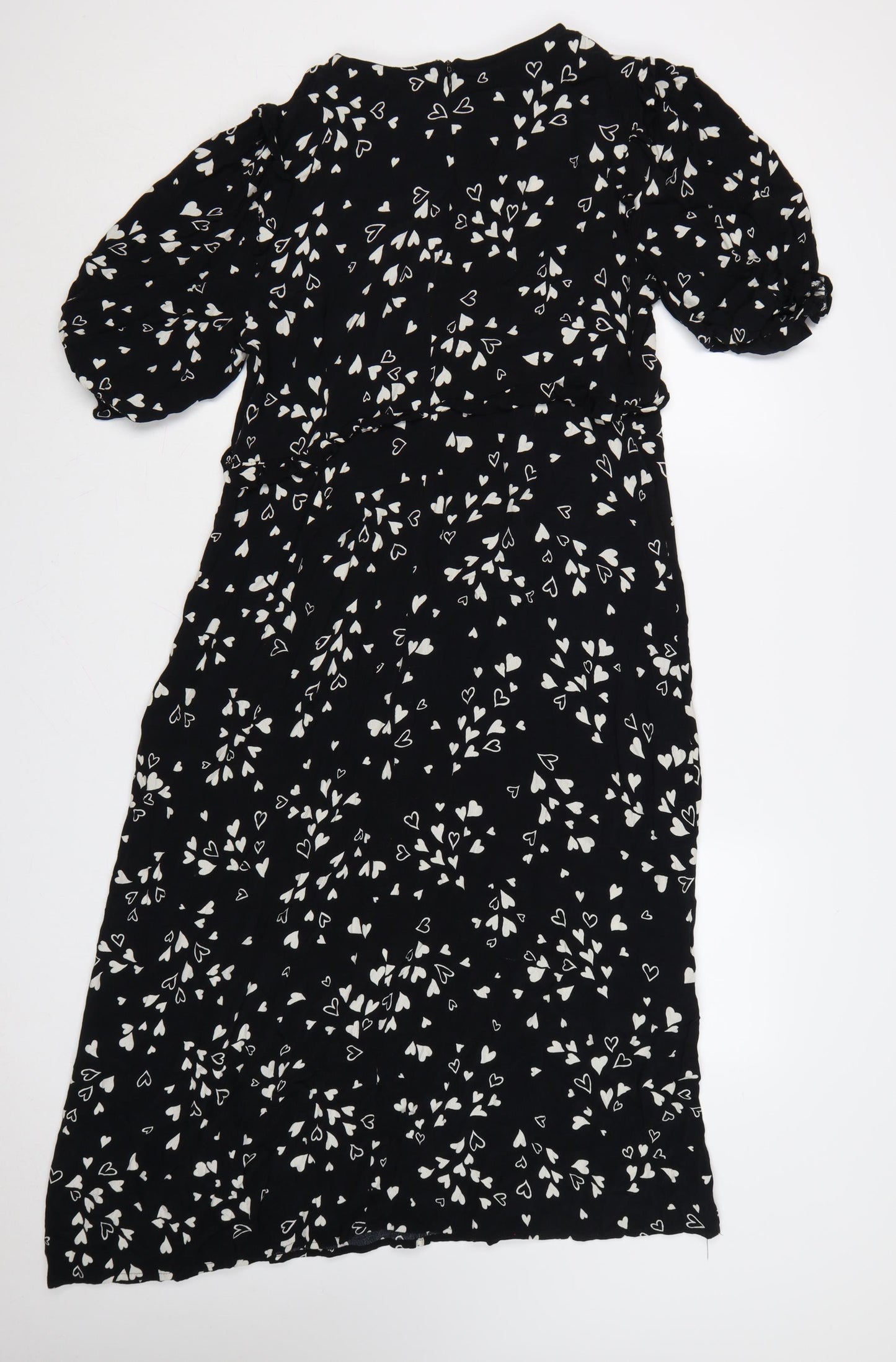 Nobody’s Child Black Heart Print Midi A-Line Dress Womens Size 16
