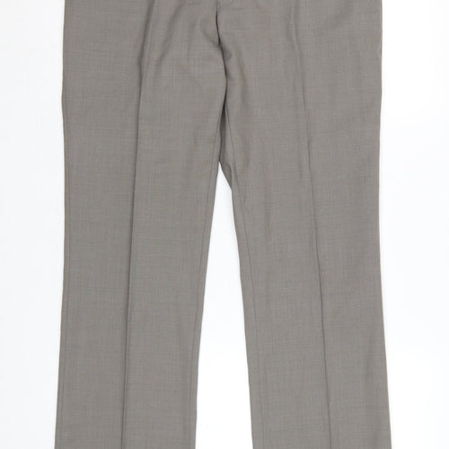 Burton Men's Grey Wool Blend Regular Fit Dress Trousers 34in