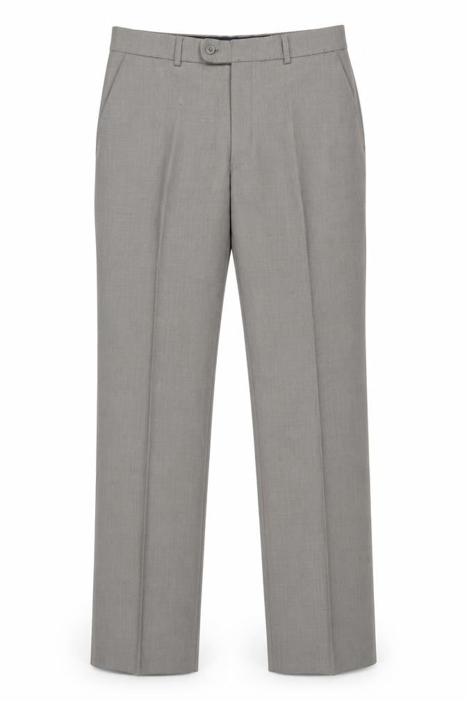 Front view of Burton Men's Grey Wool Blend Regular Fit Dress Trousers 34in