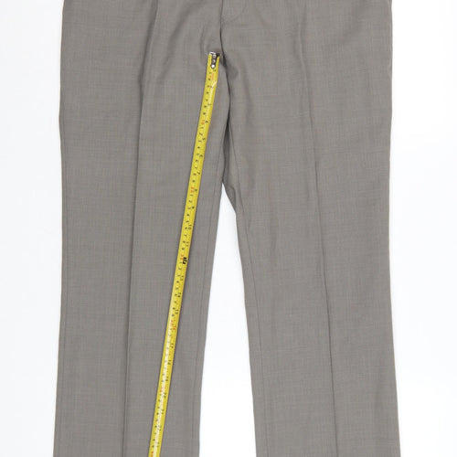 Burton Men's Grey Wool Blend Regular Fit Dress Trousers 34in