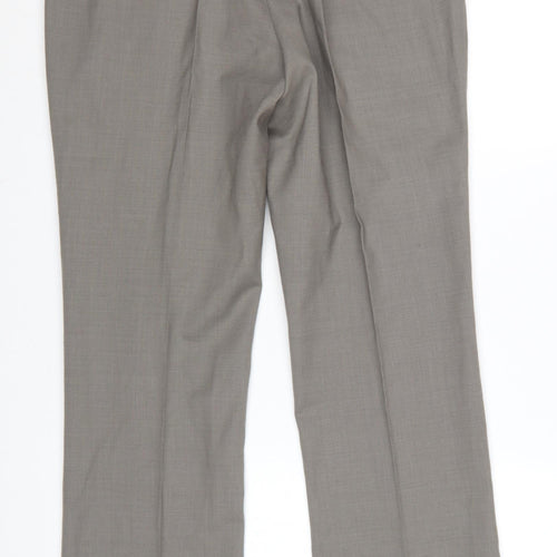Burton Men's Grey Wool Blend Regular Fit Dress Trousers 34in