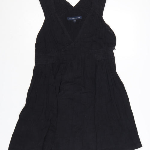French Connection Women's Black Cotton A-Line Sleeveless Dress Size 12