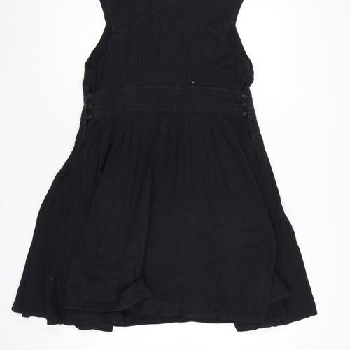 French Connection Women's Black Cotton A-Line Sleeveless Dress Size 12