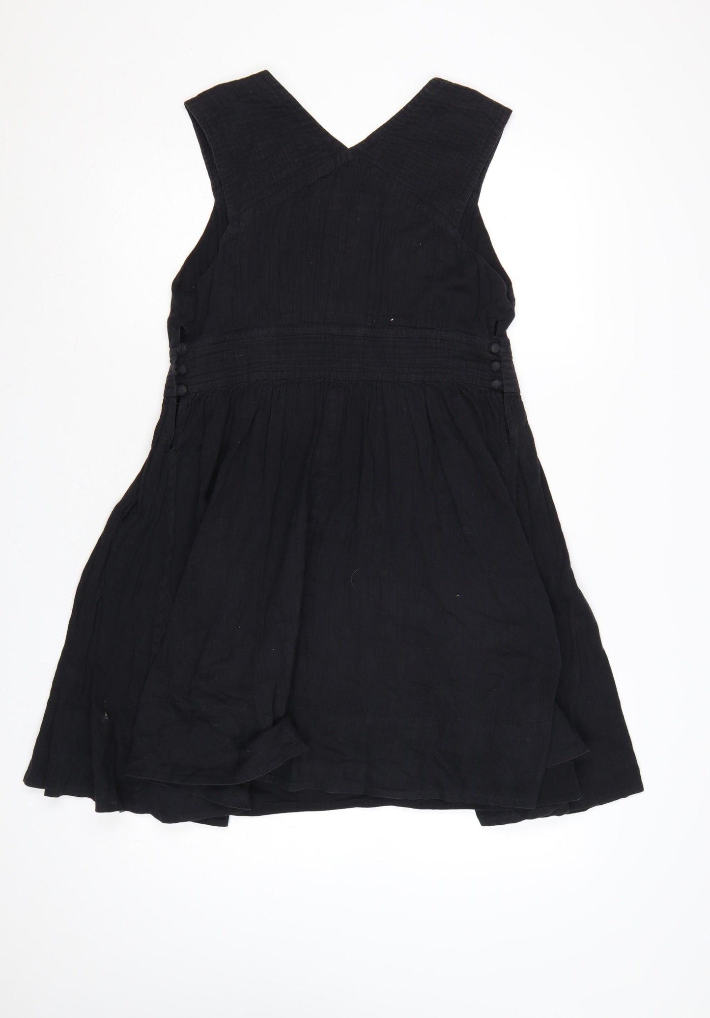 French Connection Women's Black Cotton A-Line Sleeveless Dress Size 12