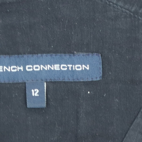 French Connection Women's Black Cotton A-Line Sleeveless Dress Size 12