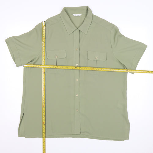 Berkertex Women Green Size 20 Button-Up Short Sleeve Shirt