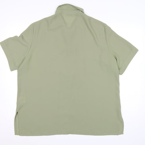 Berkertex Women Green Size 20 Button-Up Short Sleeve Shirt